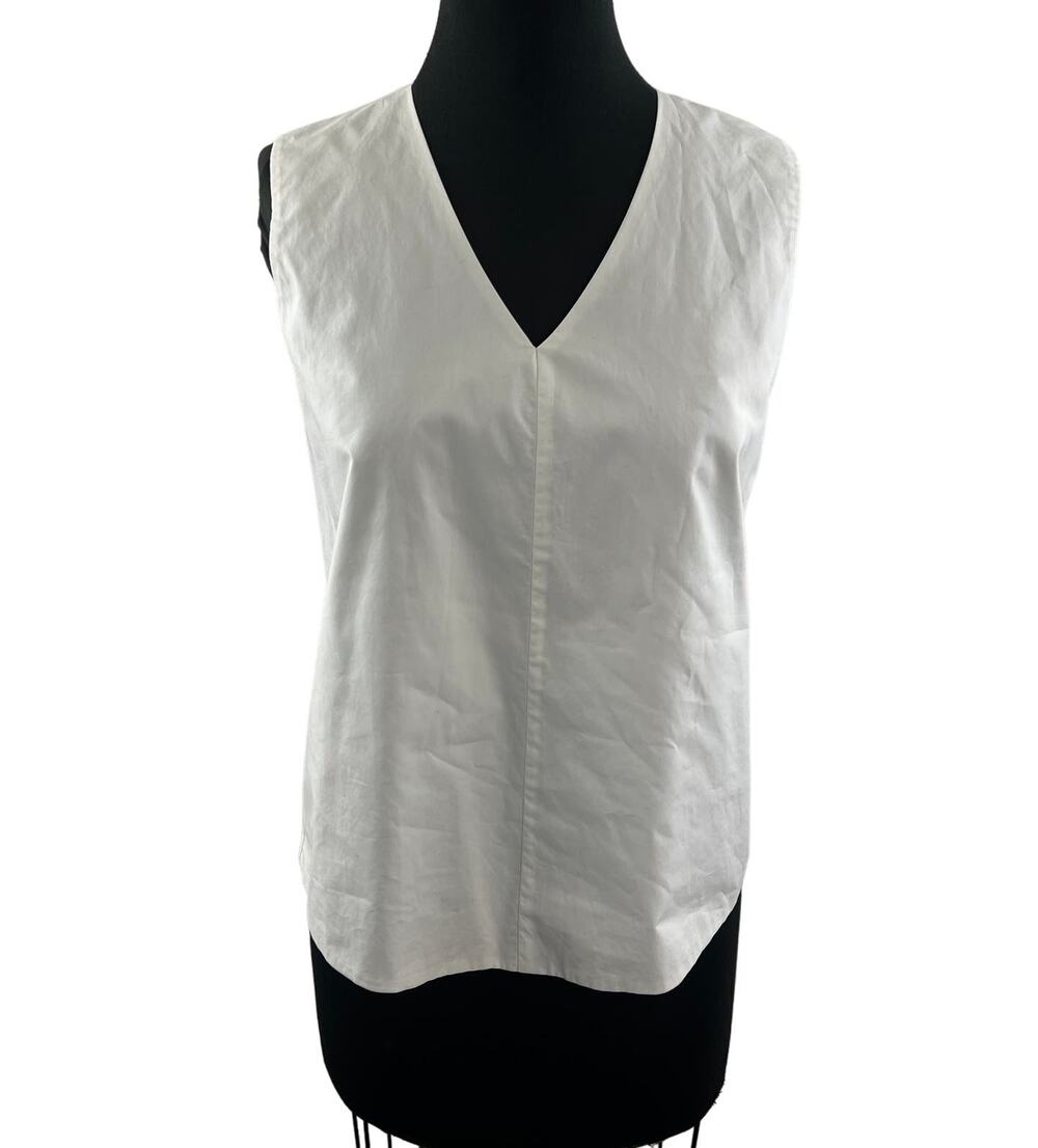 MAXMARA WEEKEND White Cotton Sleeveless V-Neckline Pullover Blouse Top Size S